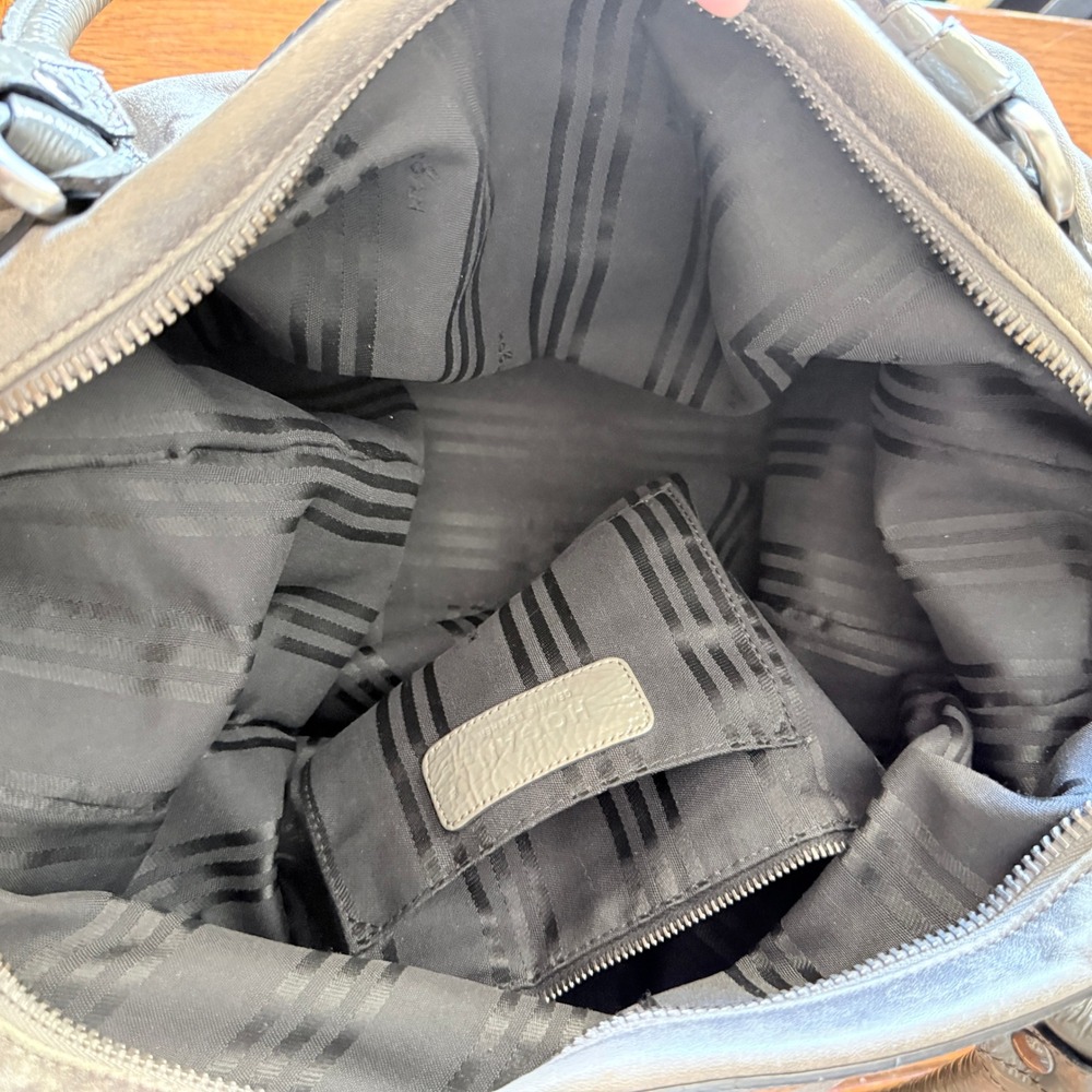 Hogan by TOD's Gray Metallic Leather‎ Hobo Bag Chunky Moto Shoulder Bag - Picture 8 of 11